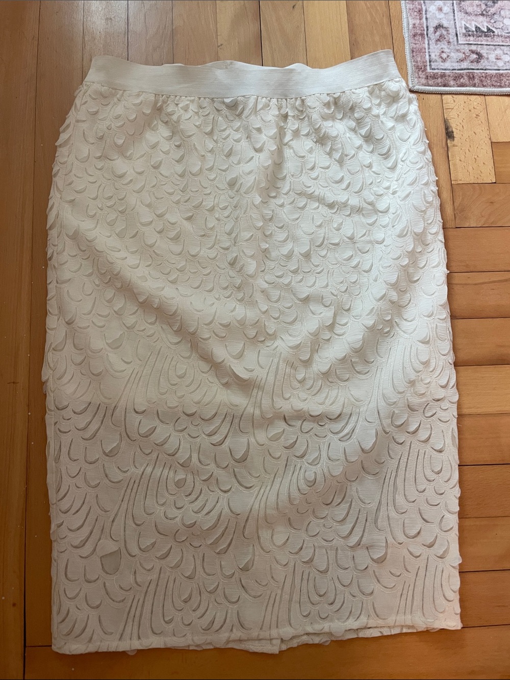 Beulah Cream Textured Pencil Skirt